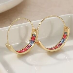 Portugal Gold Hoop Tile Earrings